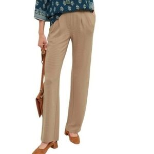 J Jill Wearever Tan Pleated Trousers Pants Pockets L